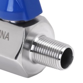 DERNORD 1/8 Inch Mini Ball Valve Stainless Steel Female x Male NPT Thread Shut-off Valve with Blue Handle