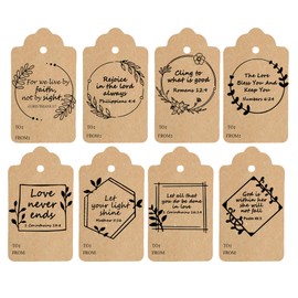 Jesus Faith Gift Tags,3.15 x 2 Inch Bible Verse Labels Christian Christmas Religious Inspirational Kraft Tags Scripture Inspirational Hang Tags Bible Quote Tags,8 Designs,120 Pcs