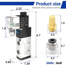 EterMutable 4V210-08 5-Way/2-Position Electric Solenoid Valve 1/4"NPT – Pilot-Operated DC24V, Aluminum Body with Lampshade Junction Box