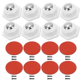 PATIKIL 3/4 Inch Self Adhesive Paste Caster Wheels, 8 Set 360 Degree Low Profile Swivel Universal Wheel with Stainless Steel Ball Bearing for Kitchen Furniture Storage Box Bin, White