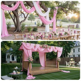 Party Village 10ftx20ft Baby Pink Ceiling Curtain for Wedding Parties – 2 Panels Wrinkle-Free 20 FT Long Tent Draping Curtains for Wedding, Birthday & Theme Parties, 20ft Height with Rod Pocket