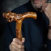 ispuoocti Wooden Walking Cane, Hand-Carved Wood Walking Cane for Men