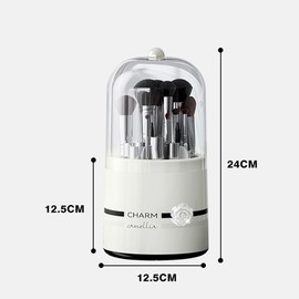 Hosoncovy Clear Makeup Brushes Holder Rotating Organiser with Lid Dustproof Makeup Brush Case Makeup Organizer Storage for Dressing Table Organiser,Vanity