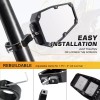 DYSO UTV Rear View Side Mirrors with LED Rock Light
