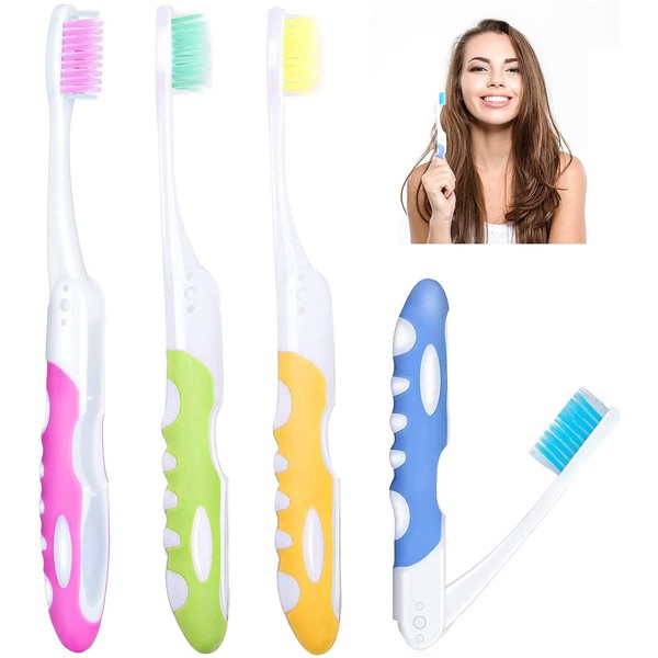 Foldable Travel Toothbrushes, Regerly 8 Pieces Foldable Travel Toothbrush Mini Portable Soft Toothbrush with Soft Bristle Brushes for Camping