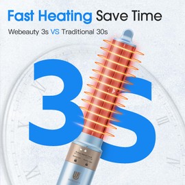 Webeauty Hot Air Styler, Blow Dryer Brush, Auto Hair Wrap Curling Irons Hot Air Brush Negative Ionic Airflow Hair Curlers, Multi Styler for Volumizing, Straight, Wavy, Curly Hair, Blue Pink