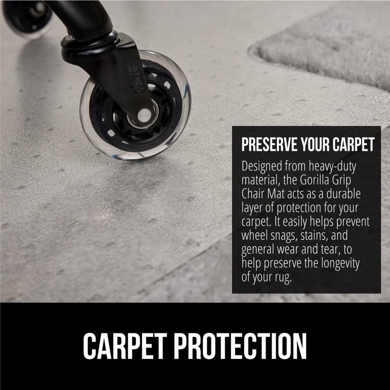 GORILLA GRIP Slip Resistant Office Chair Mat for Carpet Floors,