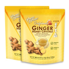 Prince of Peace Ginger Honey Crystals Family Value Size 60 Sachets Instant Hot or Cold Beverage Easy to Brew – Caffeine and Gluten Free – Real Ginger 38oz (1080g), Twin Pack (Pack of 2) (Original)