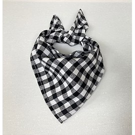 Tartan Check Dog Bandana, Ties Like a Neckerchief, Soft Cotton (Blue & Black)