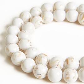 150pcs 8mm White Shell Turquoise Beads Natural Gemstone Beads Round Loose Beads for Jewelry Making