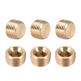 sourcing map Brass Hex Socket Pipe Fitting, G1/4 Male Thread Hose Adapter Connector, for Garden Pipe Pneumatic Solenoid Valve, 18Pcs