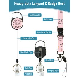 METALPHA Lanyards for ID Badges, Cute Positive Rainbow Badge Holder with Retractable Reel Clip, Breakaway Lanyard with ID Holder for Women