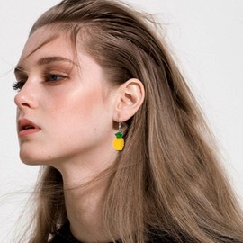 LOLIAS 16 Pairs Cute Earrings Resin Drop Earrings Set for Women Girls Stainless Steel Kawaii Mushroom Strawberry Fish Flower Butterfly Dangling Aesthetic Earrings Bulk, Stainless Steel