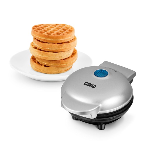 Dash Mini Maker: The Mini Waffle Maker Machine for Individual Waffles, Paninis, Hash browns, & other on the go Breakfast, Lunch, or Snacks - Silver