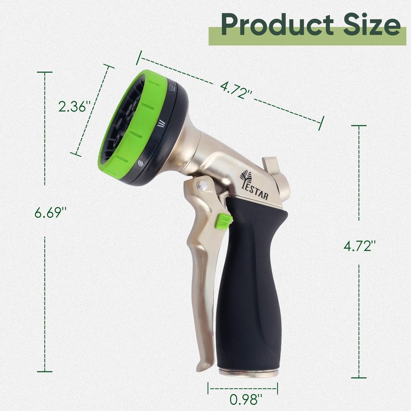 Garden Hose Nozzle,Metal Spray Nozzles with 8 Adjustable Watering Patterns,Heavy