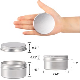24 Pack 4oz Screw Top Aluminum Tin Jars with Screw Lids and Blank Labels - Refillable 120ml Metal Containers for Lip Balms, Candles, Salves, Spices, Crafts (Silver)