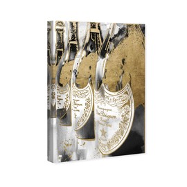 The Oliver Gal Artist Co. Drinks and Spirits Wall Art Canvas Prints 'Golden Champagne Feast' Home Décor, 16" x 24", Gold, White