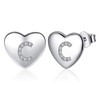 Jrêveinfini Letter Earrings Silver 925 Women Girls Children Heart Stud