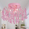 Q&S Mini Chandelier Crystal,Semi Flush Mount Pink Girl Chandelier, Small