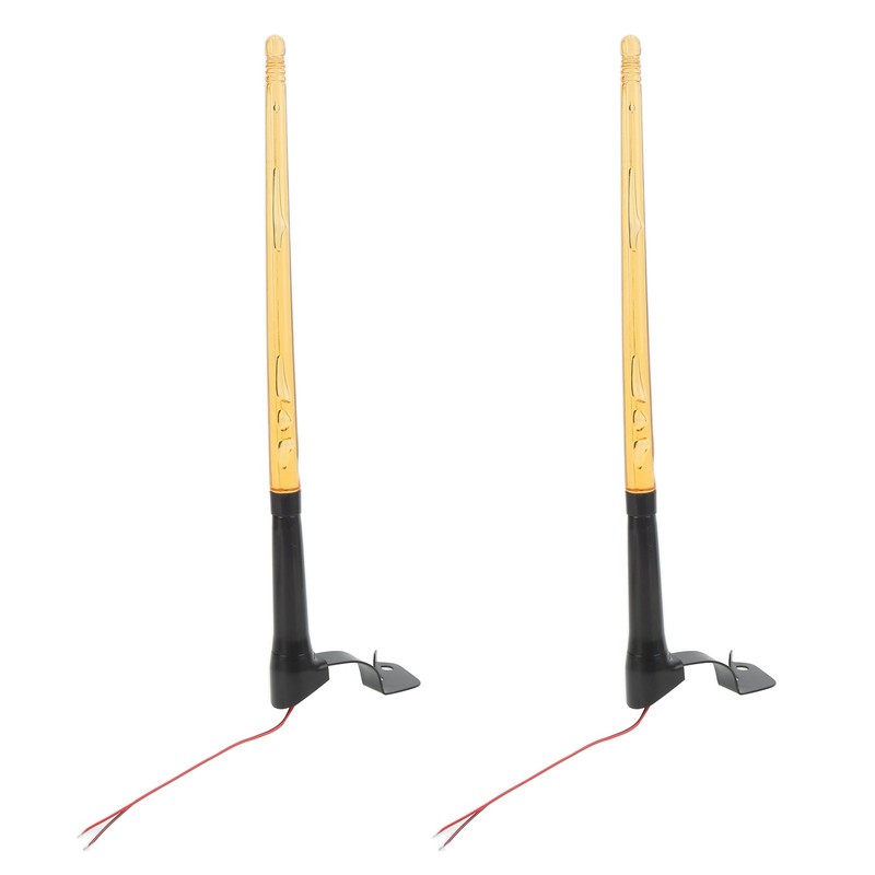 2 Pcs Whip Lights 340mm Long Amber Lighted Antenna Flagpole