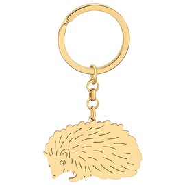 LONYOO Adorable Hedgehog Keychain Stainless Steel Hedgehog Gifts for Women Girls Handbag Car Key Charms (Gold Plated)