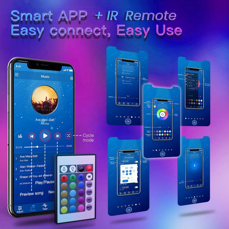 TJOY 130ft Bluetooth LED Strip Lights, RGB Color Changing, Music