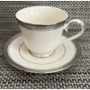 Noritake Ardmore Platinum 7601 Footed Cup and Saucer Set Retired