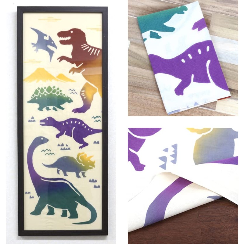 KOMESICHI COLLECTION Airashika Japanese Miscellaneous Goods Chusen-dyed Tenugui "Dinosaur" 13.0