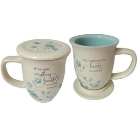 Abbey + CA Gift Ceramic Bible Verse Mug and Coaster Set, Mothers Day, Birthday, and Christmas Gift for Women, 14-ounces (Everything Beautiful)