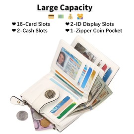 SENDEFN Small Womens Wallet Leather Bifold Card Holder RFID Blocking with Zipper Coin Pocket