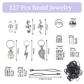 Pack of 217 Silver Viking Dreadlocks Jewellery, Nordic Hair Beads, Braids Jewellery with Jewellery Box Accessories, for Women and Men Braids