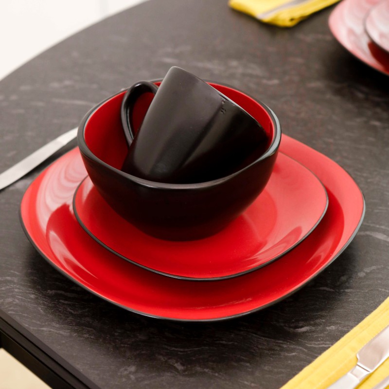 European Color Glaze Ceramic Dinner Set 16 Pcs Nordic Dinnerware