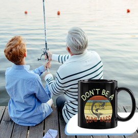 YHRJWN Fishing Gifts for Men, Dad, Husband, Fathers Day Fishing Gifts from Daughter/Son/Wife, Funny Dad Presents, Birthday Christmas Presents for Fisherman, Don’t Be A Dumb Bass Mug, 11 Oz