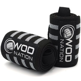 WOD Nation Wrist Wraps Weightlifting for Men & Women - Weight Lifting Wrist Wrap Set of 2 (12" or 18") (12 Inch - Black/Grey)