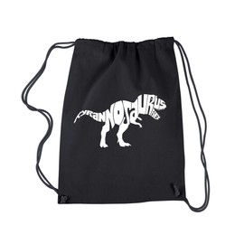 LA POP ART Drawstring Word Art Backpack - Tyrannosaurus REX - Black