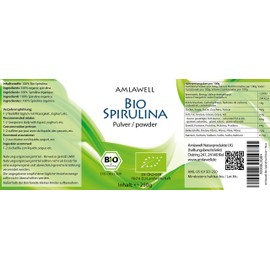 AMLAWELL Organic Spirulina - 1000 g Organic Spirulina Powder with Valuable Vital Substances such as Iron and High Protein Content