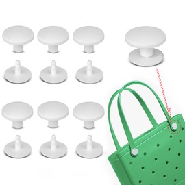 6 Sets Replacement Rivets for Beach Bag Handles Repair Replacement Rivets Button Strap Compatible for Rubber Beach Tote Bag (White)