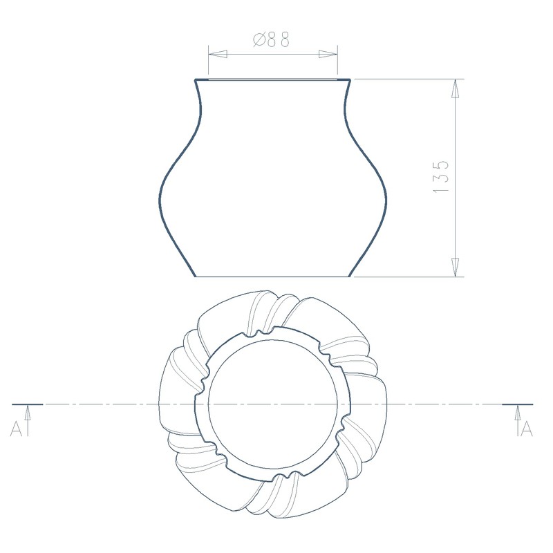 Grave Vase with Decorative Rosette Avalon (Anthracite)