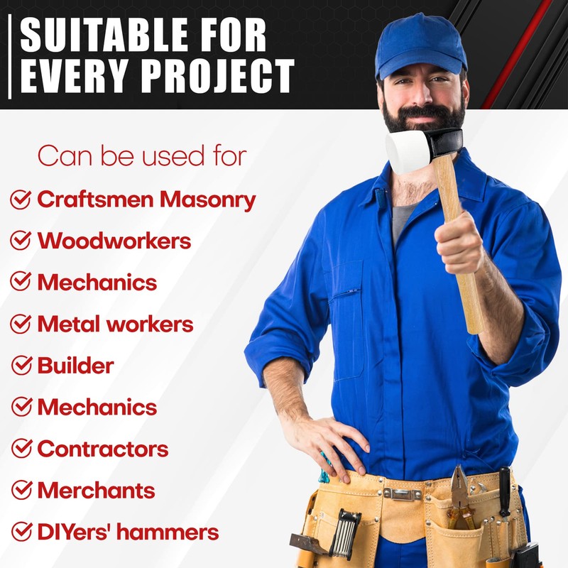 C&T White Rubber Flooring Mallet with Replaceable Head,Non-Marring Head, Wood