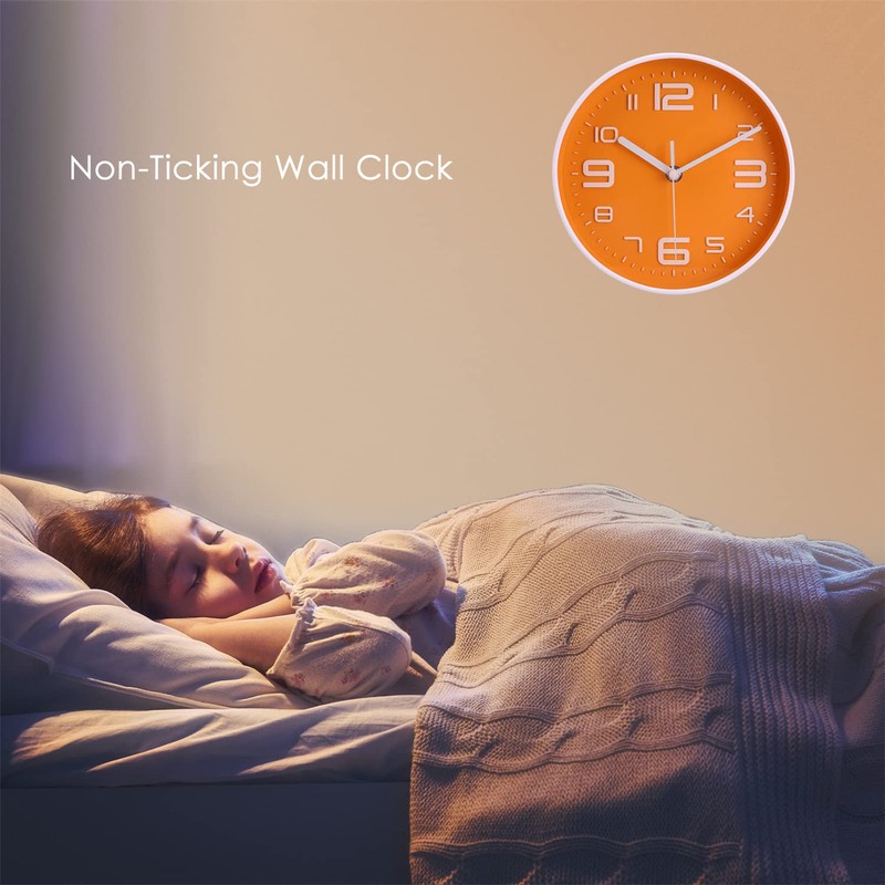 Topkey 8 Inch Silent Wall Clock Easy Readable Big Numbers