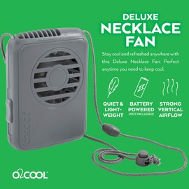 O2COOL Deluxe Personal Necklace Fan | Hands- Free, Battery Operated Wearable Mini Cooling Device for Beach, Sporting Events, Camping (2 Pack Random Colors)