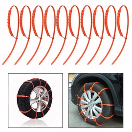 OFKP 10 Pcs General Nylon Anti-slip Car Snow Chain, Snow Chains Tire Cable Tie for Offroad Outdoor Travel and Snow(Orange)