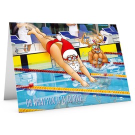 STREET SANTA - Swimming Christmas Card - Large A5 Card Size - Funny Humour - Made in the UK - Oh What Fun It Is To Dive - For Him Her Friend Boyfriend Girlfriend