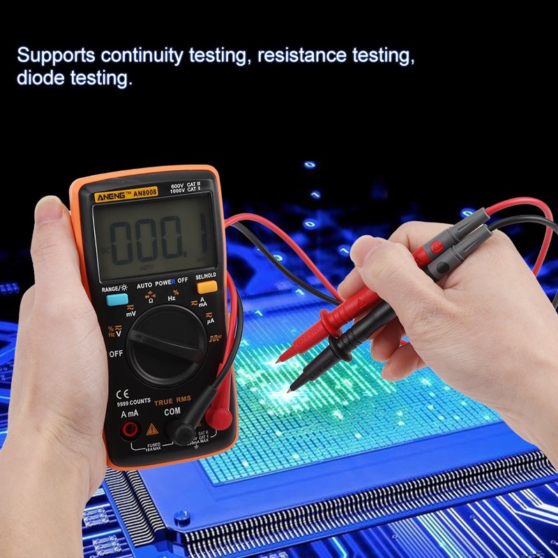 True-RMS Digital Multimeter Tester,AN8008 Measures AC/DC Voltage Ammeter Current Ohm