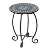 The Home Cult 14" Round End Table, Unique Relief Ceramic