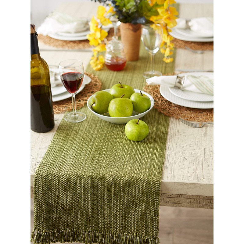 DII Variegated Tabletop Collection, Table Runner, 13x72, Olive Green