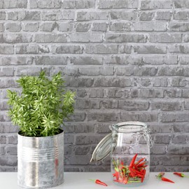 Timeet 3D Brick Wallpaper Peel and Stick Wallpaper Brick Contact Paper 17.7" x 78.7" Removable Wallpaper Self-Adhesive Faux Brick Wallpaper Grey Brick Wallpaper Vinyl Film Roll for Room Decor