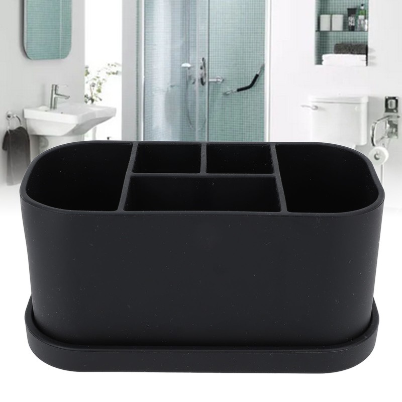 Silicone Toothbrush Toothpaste Holder Multipurpose 5 Slots Drainage Holes Bathroom