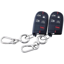 RUNZUIE 2Pcs Silicone Smart Key Fob Cover for 2025 2024 2023 2022 Ram ProMaster 1500 2500 3500 5 Buttons (Black)