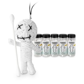 Scherzboutique 5er-Pack: Voodoo Doll in Dose | lustige Mini-Voodoo-Puppe to go | WELTFRIEDEN Voodoo-doll | imaginäre Liebkosungen für Feinde, Andersdenkende und alle, die es dringend nötig haben